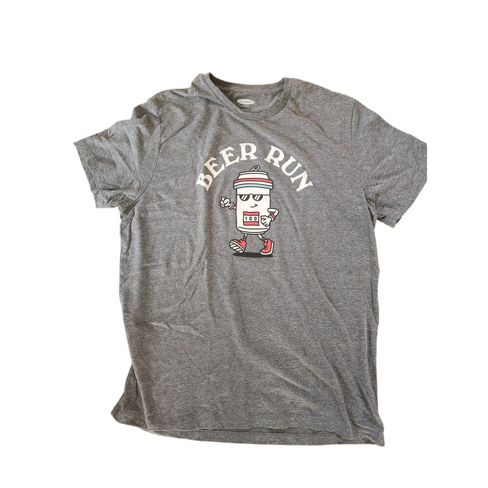Old Navy Beer Run Graphic T Shirt Mens Large Gray Funny Tee